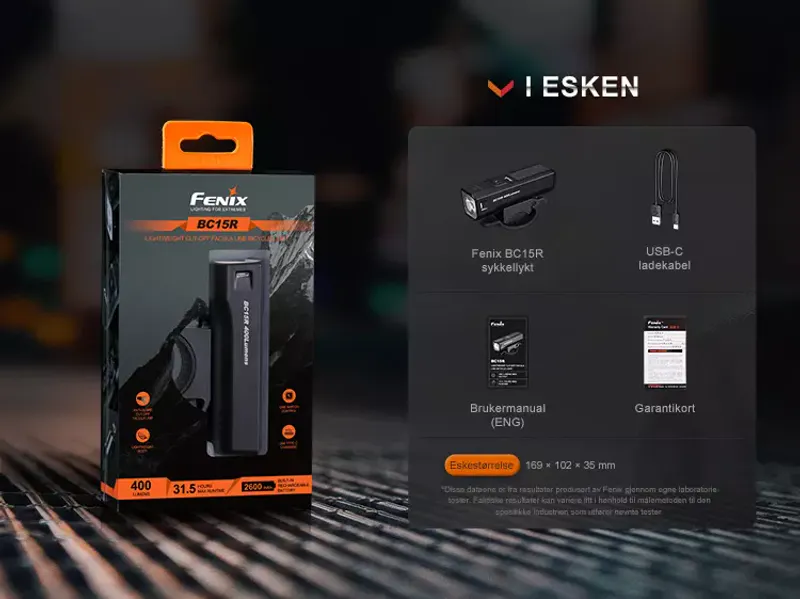Fenix sykkellykt BC15R 400LM