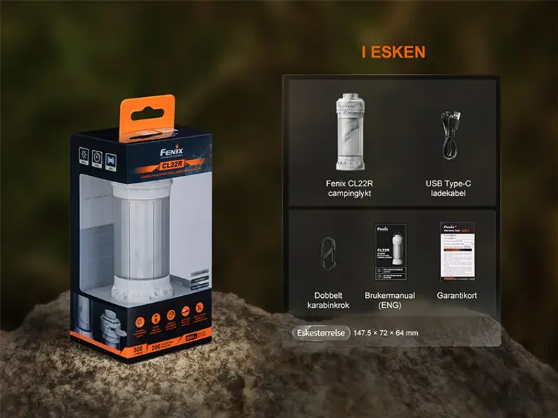 Fenix CL22R campinglykt sort